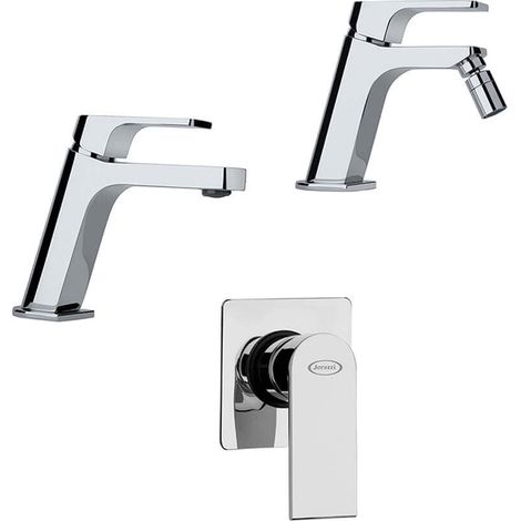 Set miscelatori lavabo bidet e incasso doccia Jacuzzi  rubinetteria Twilight ottone cromato per piletta di scarico clic clac (1/5)