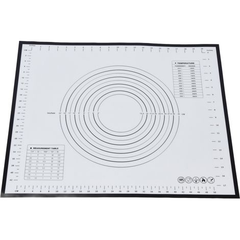 Platin-Silikon-Backmatte 50 x 60 cm, schwarz, abgestuftes Antihaft-Backbrett, Teigknet- und Ausrollmatte (1/5)