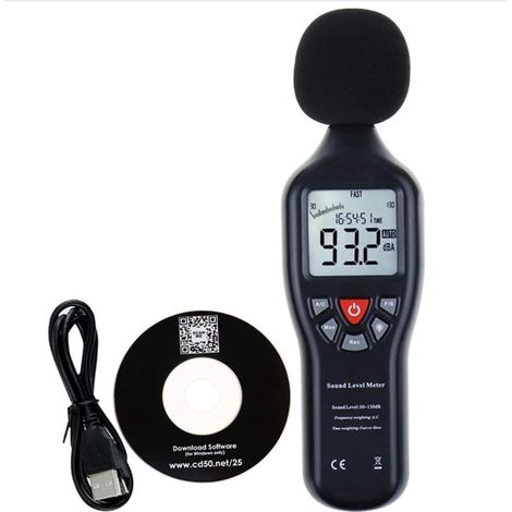 Sensor de ruido de alta precisión, decibelímetro, sonómetro, grabador de ruido de 30-130 dB, grabación USB