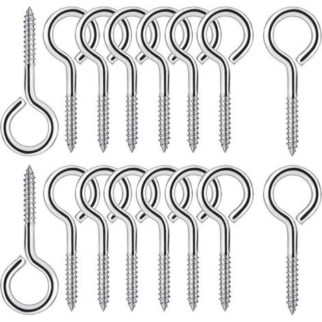 25 Pièces M4 Piton à Visser en Acier Inoxydable 304 Vis Mouton Oeil Rond Auto Taraudeuse Vis à Anneau Crochets à Oeil Boulon à œil Crochets Piton à Vis 50mm (1/4)