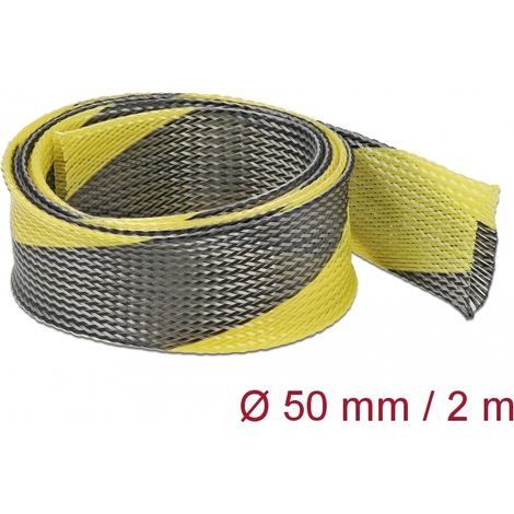Delock Funda trenzada estirable 2 m x 50 mm, color negro-amarillo