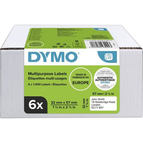 DYMO Rouleau d'étiquettes pack bundle 2093094 2093094 57 x 32 mm papier blanc 6000 pc(s) fixation permanente Etiquette