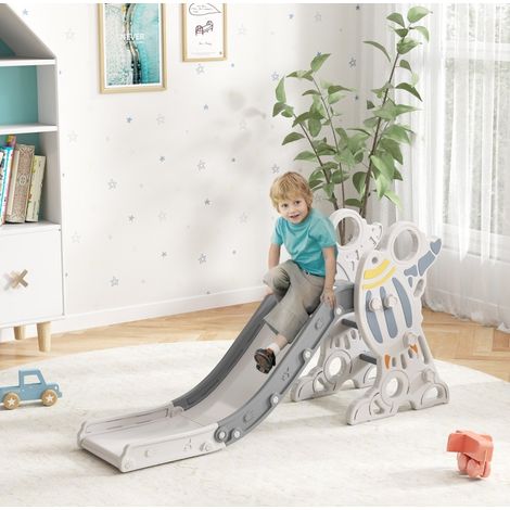 Scivolo per bambini da interno, design razzo, grigio, 157 x 46,5 x 80 cm DESVIAE (1/5)
