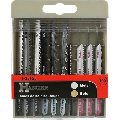 Kit de 10 lames T-SET55 pour scie sauteuse bois et métal - HANGER - 150290 (1/6)