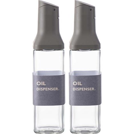 bouteilles d'huile en foncé avec ouverture et fermeture automatique pour huile d'olive vinaigre sauce soja Lot de 2 Verre Gris (1/5)