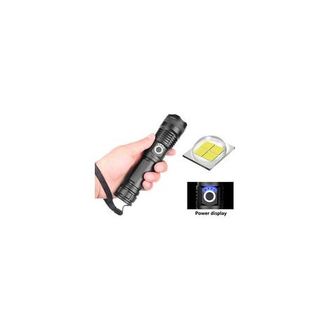 Lampe Torche LED Ultra Puissante, 12000 Lumens Lampe de Poche Rechargeable, XHP70.2 Lampe Tactique, IP67 Étanche, 5 Modes USB Torche, pour Camping Randonnée Urgence (avec 5000mAh batterie) [Classe éne