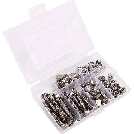 80 Pcs M6 Hex Screw Nut Set Stainless Steel Corrosion Rust Proof M6 Hex Screw and Nut Kit for Industrial Furniture