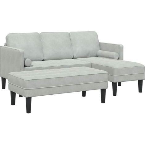 Ensemble de Canapé Sofas avec coussin 2 pcs Gris clair Polyester (1/5)