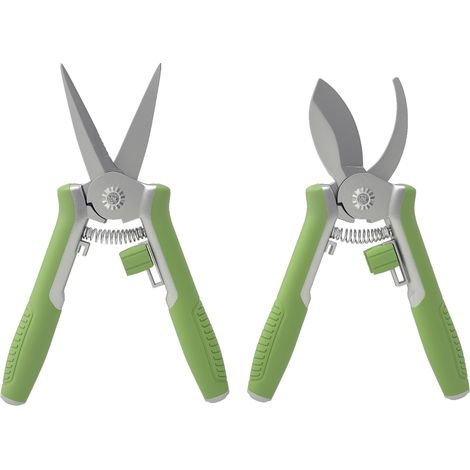 Ensemble outils jardin 2 pièces acier inoxydable cisailles cadeau jardinage Vert+Argent (1/5)