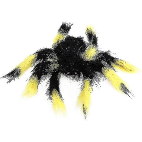 Gruseliges Spinnen-Plüschtier, Halloween-Party-Dekoration, Spukhaus-Requisite, 30 cm (schwarz und gelb) (1/4)