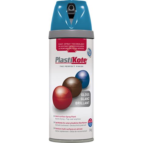 PlastiKote Twist & Spray Premium Gloss Aerosol Paint - Exotic Sea Finish, 400ml