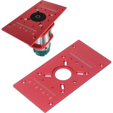 Nouvelle machine à graver à plaque inversée en alliage d'aluminium M8 pour le travail du bois, avec base élévatrice et table de fraisage en bakélite (rouge) (1/5)