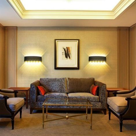 12-W-LED-Wandleuchte für den Innenbereich – Warmes Licht – Schwarzes Aluminium – 80 x 315 mm – Verdeckte Wandmontage für Wohnzimmer, Schlafzimmer, Flur – (1/4)