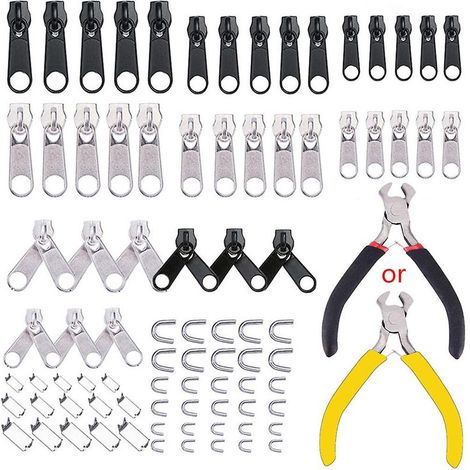 Kit de réparation fermeture éclair vestes : pince à glissière, boucle verrouillage métallique, curseur – lot de 85 pièces pour réparation facile (1/5)
