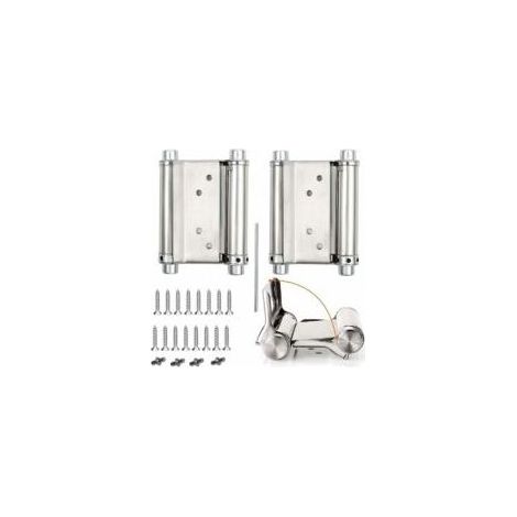 2 pièces charnières de porte de saloon, gond porte battante, charnière à ressort, capacité de charge jusquà 15 kg, 76 mm 3 pouces Crezuo (1/4)