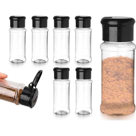 Un ensemble de 6 pots à épices en verre, pots à épices pour climatisation, récipients à épices transparents, pots à épices, petites boîtes à épices, pots de rangement et pots de rangement avec couverc (1/4)