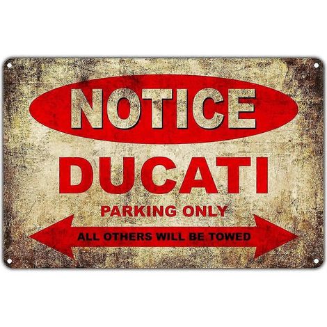 Panneau de stationnement Ducati Motorcycles en métal décoratif - 20 x 30 cm - Couleur A