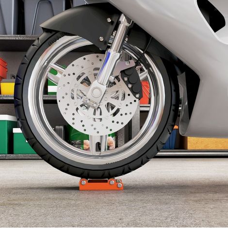 Soporte de limpieza de moto con rodillos, rampa incluida, naranja OKMYHOME (1/5)