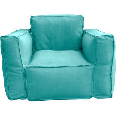 Canapé modulable 90x75x65cm – Tissu Olefin d'extérieur – Garnissage gonflable – Coussins inclus – Couleur bleu caraïbes (1/5)