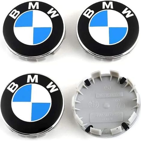 Coprimozzi 4 pezzi compatibili con centro ruota BMW da 68 mm ABS accessori per auto, blu