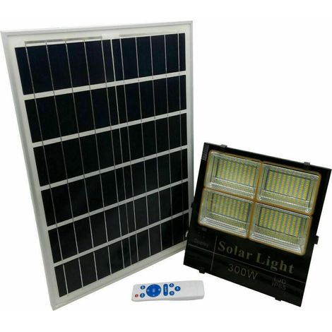 Faro LED 300W Con Pannello SOLARE Luce BICOLORE Calda o Fredda IP65 (1/3)