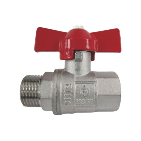 AquaCraft Kugelhahn 1/2 Zoll AG/IG 1001000140 mit Flügelgriff rot, Messing, DIN 50930-6
