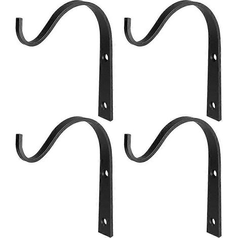Lot de 4 crochets de suspension pour jardinières, lanternes en fer, fixation murale, crochets inversés (1/5)