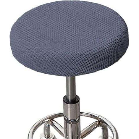 (4 pièces en gris) Housse de tabouret ronde housse de tabouret de bar, tissu luxueux, diamètre 30-36 cm, extensible, infroissable, lavable, résistant à la poussière (1/4)