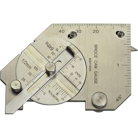 Calibre de leva de puente para control de desalineación vertical, medición de profundidad de socavado/puntada, longitud de soldadura de esquina, preparación de ranuras y espesor de esquina.