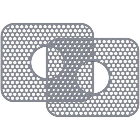 QORVA-Tapis de protection en silicone pour évier, 34,3 x 29,5 cm, égouttoir à vaisselle, protège l'évier des taches, des rayures(2 pièces, gris) (1/5)