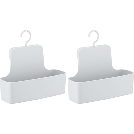 Lot de 2 Panier mural, Plastique TPE, Incassable, Fentes écoulement, Douche Salle de bain (1/5)