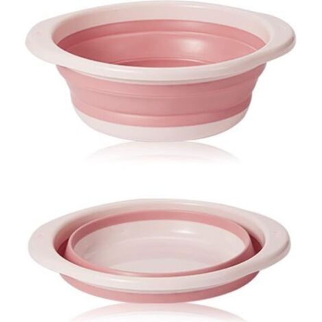 bassine retractable, bassine pliable, bol à vaisselle rond pliable moyen multifonctionnel, bol pliable portable peu encombrant pour laver les légumes, la vaisselle, sous-vêtement (Rose)