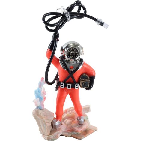 Décoration d'aquarium plongeur avec tuyau d'air pour effet bulle, décoration d'aquarium, scène sous-marine réaliste pour aquariums d'eau douce et d'eau salée (1/5)
