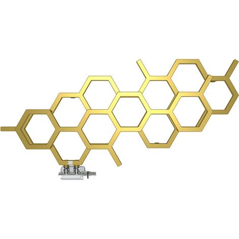 Goldener Heißwasser-Handtuchtrockner, 422 mm hoch und 711 mm breit - 190 Watt - HEX422/711YLBRA