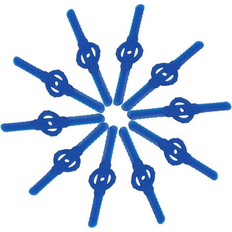 10 Pièces Lames de Tondeuse Jardin Tondeuse Accessoires, Lames de Rechange en Plastique, Outils de Jardin, Petit Trou 5mm, pour Jardin Pelouse Tondeuse, Coupe-bordures Sans Fil(bleu) (1/5)