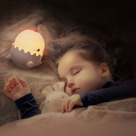 Veilleuse Dinosaure - Lampe d'Oeuf Portative Sans Fil - USB Rechargeable - Pour Chambre Bébé et Enfant - 3 Modes de Lumière - 1200 mAh - Rose (1/5)