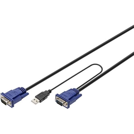 Digitus KVM Câble adaptateur [1x USB-A, VGA - 1x VGA] 3.00 m noir (1/2)
