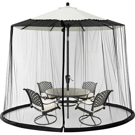 Moustiquaire Réglable Parasol 250-300 cm Base Remplissable 2,3M Exterieur Coupe-Vent Anti-Moustiques (1/5)