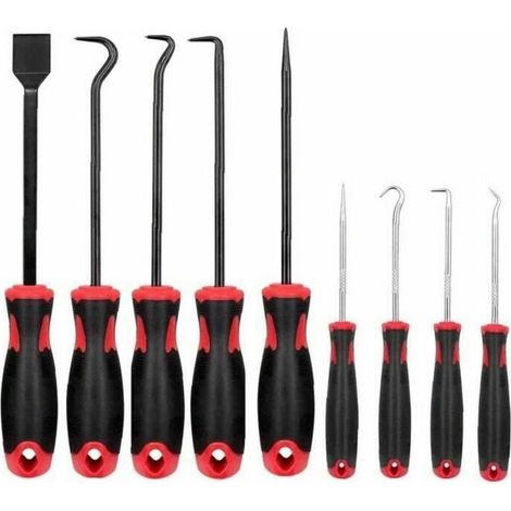 Outils d'extracteur de joint d'huile,Multifonctions Réparation Automobile Mini Crochet Main Joint d'huile Tournevis Crochet,9PCS (1/4)