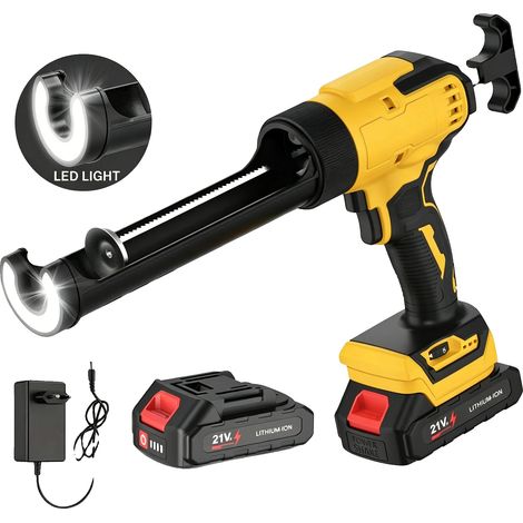 Pistolet à colle électrique sans fil, mécanisme anti-goutte, lumière LED intégrée, 1 Batterie Jaune Avec LED (1/2)
