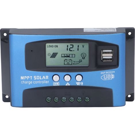 Solarladeregler, 12V 24V PWM-Solarpanelregler mit LCD-Bildschirm, zwei USB-Anschlüssen, MPPT-LED-Photovoltaikpanel-Ladegerät, intelligenter Straßenbeleuchtungsregler (100A)