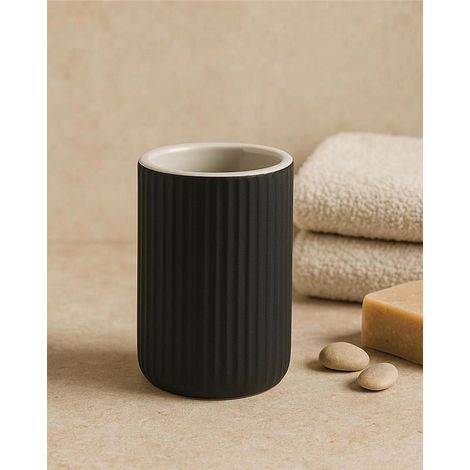 Exagonshop Bicchiere portaspazzolini da appoggio in ceramica
