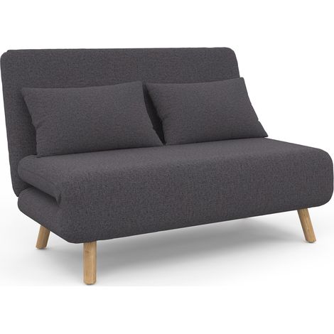 Idmarket – Canapé convertible 2 places 120 x 190 cm – Tissu gris anthracite – Design scandinave – Couchage confortable – Idéal pour petits espaces (1/5)
