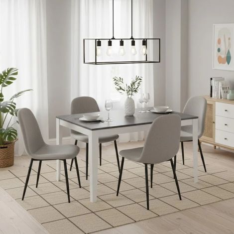 Moon, Tavolo allungabile con top in Melaminico Marmo antracite (90cm X 156/316cm H. 76cm) Made in Italy Duzzle (1/5)