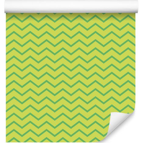 Papier peint Zigzag Citron Vert pour salon et chambre 50x1000 cm (1/5)