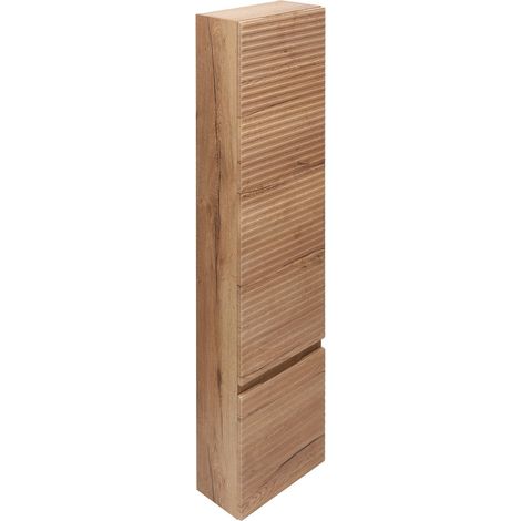 Naturel – Colonne de salle de bain Savona 40,2x157x21,7 cm – Chêne halifax – 2 étagères en verre – SAVONAV40DH