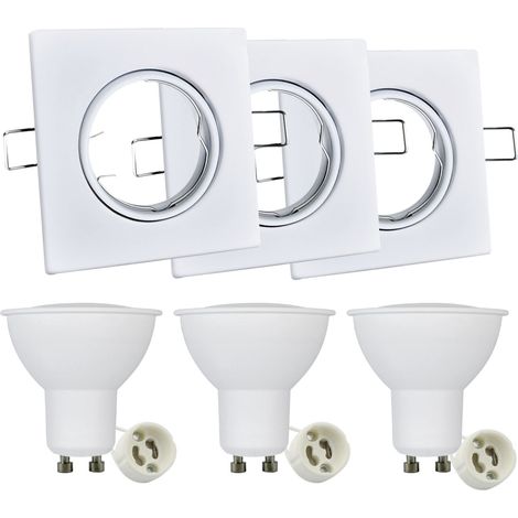 Portalámparas LED cuadrado blanco paquete de 3 OLIN 305862 Polux (1/5)