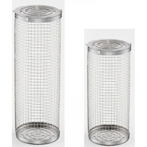 Ensemble de paniers de grillage enroulable emboîtables avec poignée en bois (2 pièces, 31 × 10cm，20 × 9 cm), panier de grillage enroulable, accessoires de barbecue pour grill extérieur pour lég