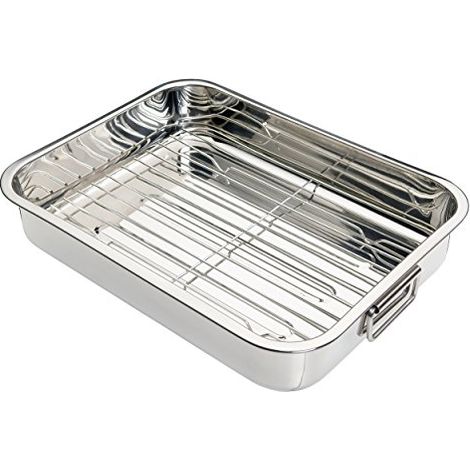 Kitchen Craft - de pirofila rettangolare con ripiano (acciaio inox), argento, 37 x 28 x 6,5 cm (1/4)