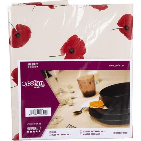 Hule con diseño moderno de amapolas 140x140cm fabricado en PVC y polipropileno (1/4)